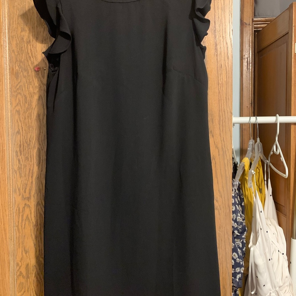 LOFT Black Ruffled Tie BACK Mini Dress